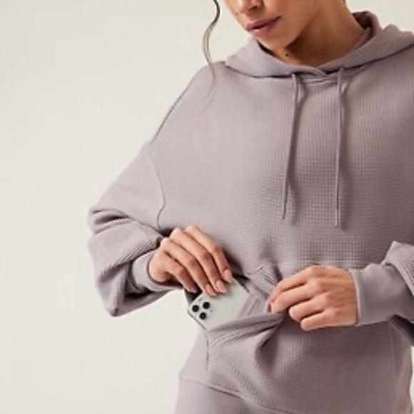 Athleta Balance Waffle Knit Hoodie Sweatshirt, Size XXS, Tinsel Purple, Casual - Picture 15 of 15